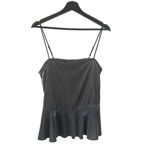 Free People Grey Easy Swing Spaghetti Strap Velvet Top Small